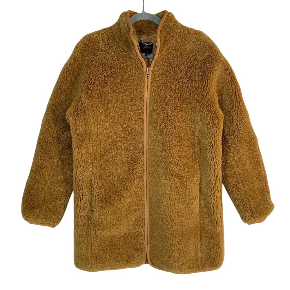 J. Crew Zip Up Plush Fleece Coat Brown Size XS Cozy Winter Jacket